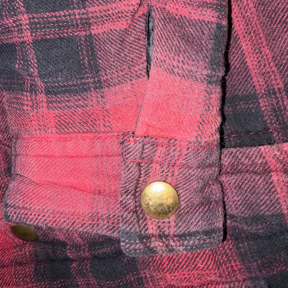 Old Navy Sherpa Lined Flannel Shacket Kids Size Small 6/7 Red Black - Picture 5 of 8